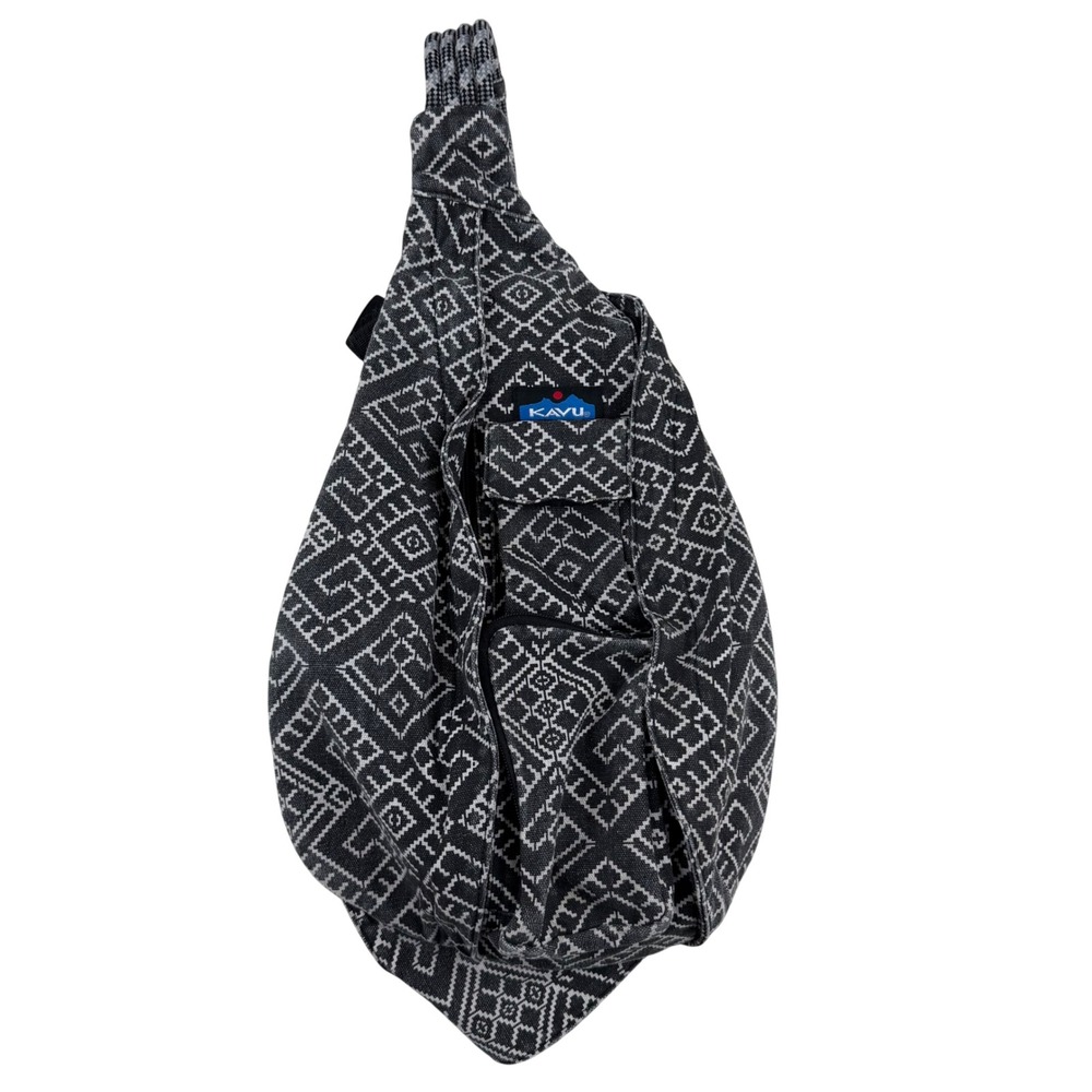 KAVU Sling Bag Geometric Pattern- Tile Maze Black White Adjustable Strap